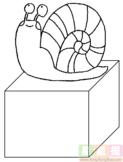 正方体上的蜗牛简笔画