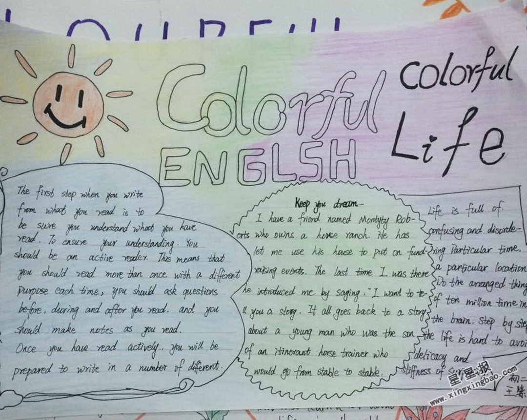 Colorful English Colorful Life英语手抄报图片、内容